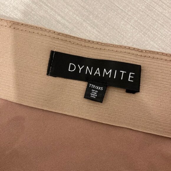 Dynamite Tan Beige Shira Satin A-Line Mini Skirt - Picture 5 of 5